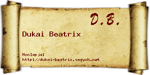 Dukai Beatrix névjegykártya